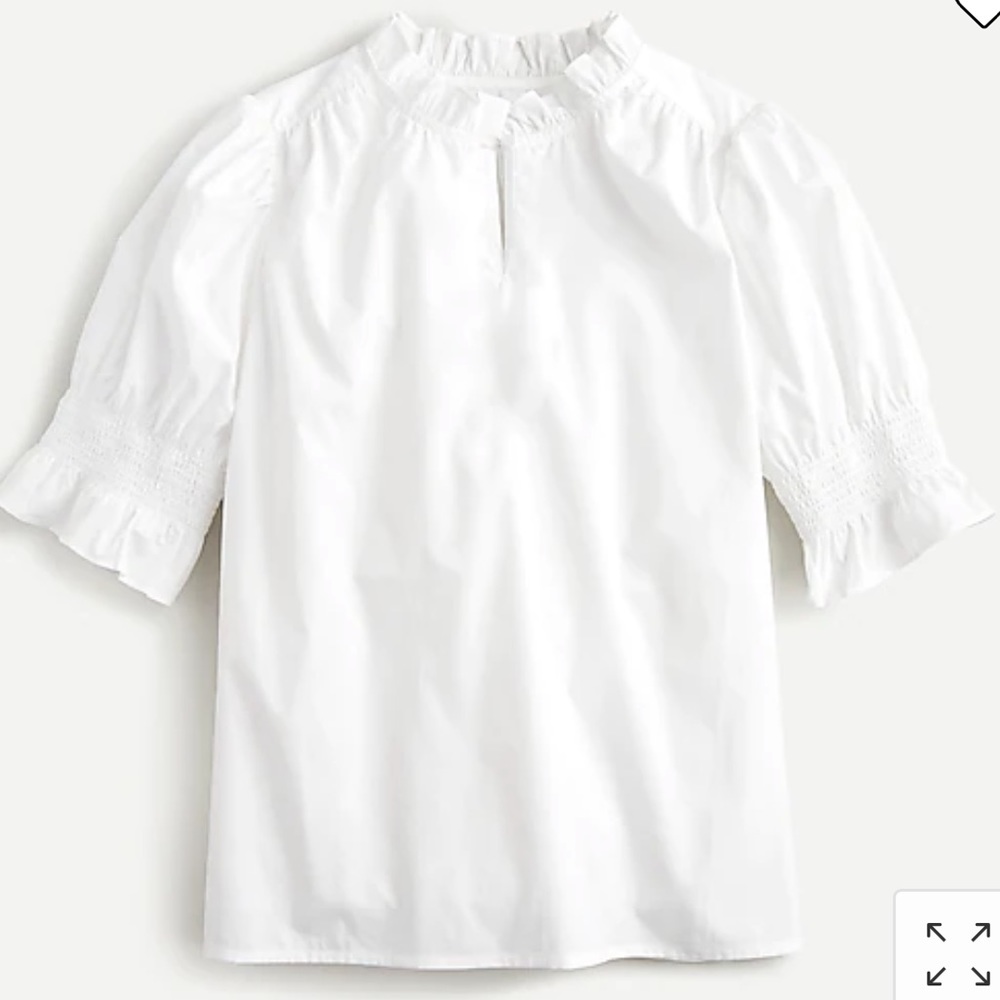 EUC J.Crew White Puff-sleeve cotton poplin top